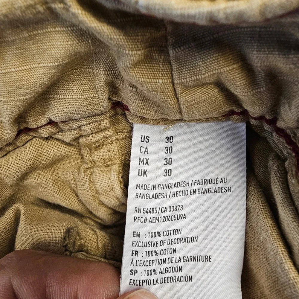 American Eagle Longboard Cargo Shorts Mens 30 Tan Khaki Ripstop Cotton Utility